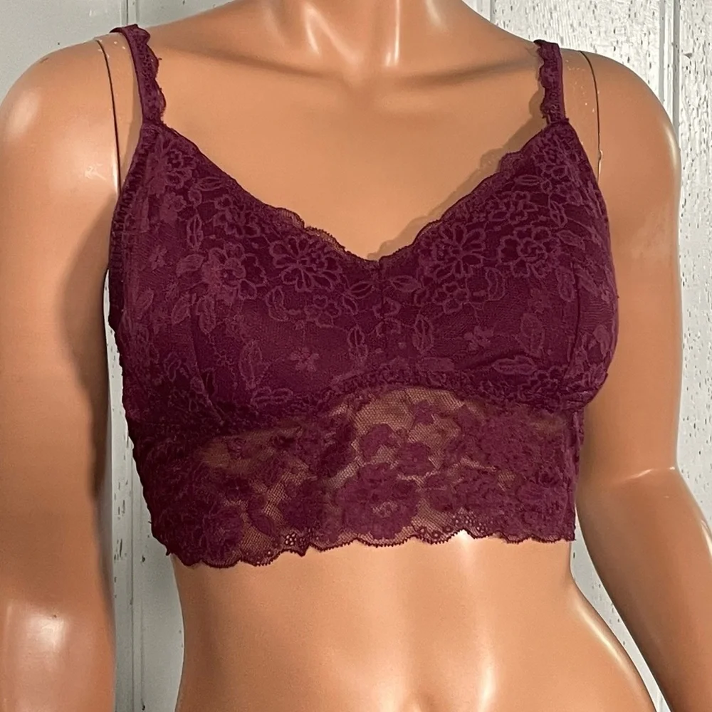 Gilly Hicks women's Wine  Lace Bralette Sz L